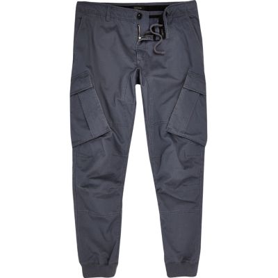 Blue slim fit cargo trousers